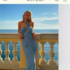 Meshki Blue Crochet Dress - Worn Once. Like new